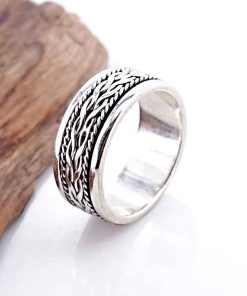Cincin Pria Perak Asli 925 Motif Putar Duo Valtore