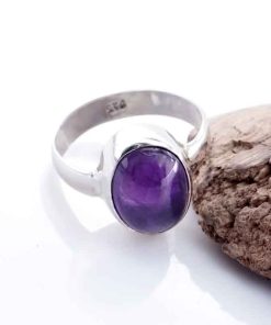 Cincin Wanita Perak Asli 925 Natural Kecubung Amethyst