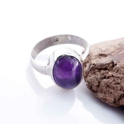 Cincin Wanita Perak Asli 925 Natural Kecubung Amethyst