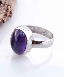 Cincin Wanita Perak Asli 925 Natural Kecubung Amethyst