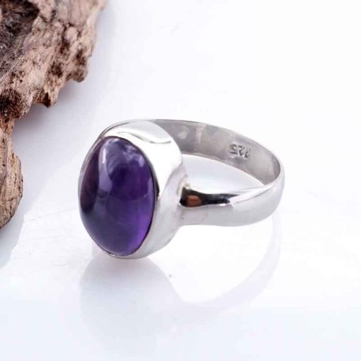 Cincin Wanita Perak Asli 925 Natural Kecubung Amethyst