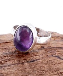 Cincin Wanita Perak Asli 925 Natural Kecubung Amethyst