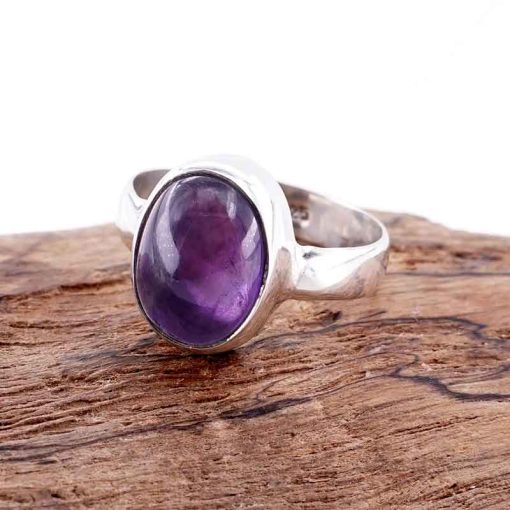 Cincin Wanita Perak Asli 925 Natural Kecubung Amethyst