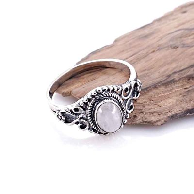 Cincin Wanita Perak Asli 925 Natural Moonstone Biduri Bulan