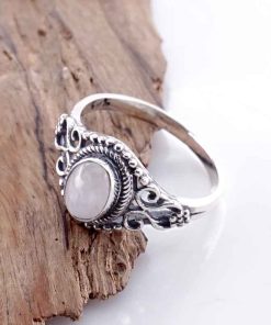 Cincin Wanita Perak Asli 925 Natural Moonstone Biduri Bulan