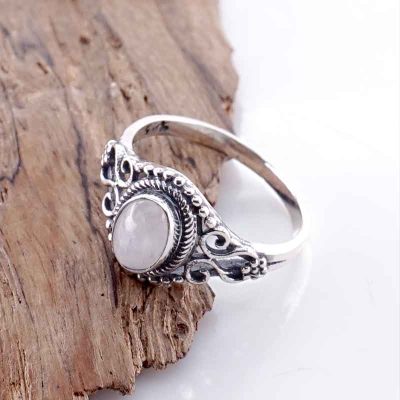 Cincin Wanita Perak Asli 925 Natural Moonstone Biduri Bulan