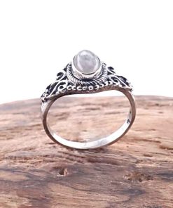 Cincin Wanita Perak Asli 925 Natural Moonstone Biduri Bulan
