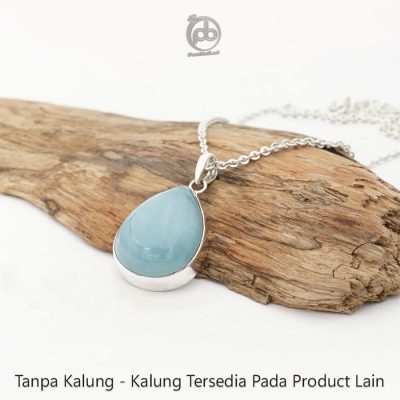 Liontin Elegan Wanita Natural Aquamarine Perak 925 Lamarina