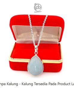 Liontin Elegan Wanita Natural Aquamarine Perak 925 Lamarina