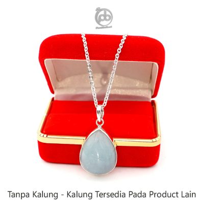 Liontin Elegan Wanita Natural Aquamarine Perak 925 Lamarina