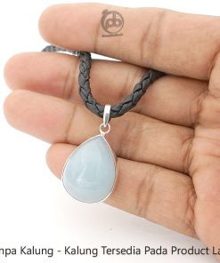 Liontin Elegan Wanita Natural Aquamarine Perak 925 Lamarina