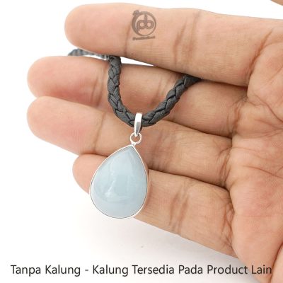 Liontin Elegan Wanita Natural Aquamarine Perak 925 Lamarina