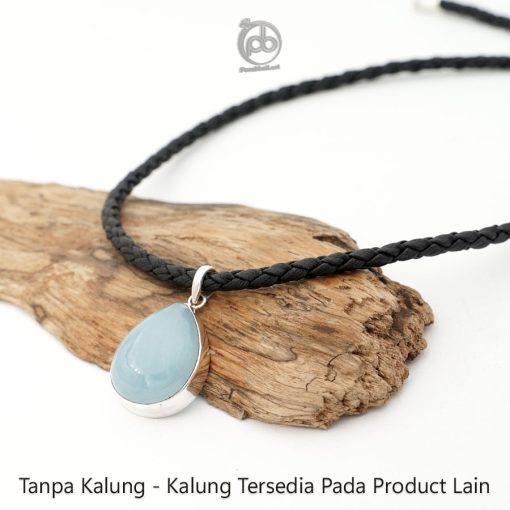 Liontin Elegan Wanita Natural Aquamarine Perak 925 Lamarina