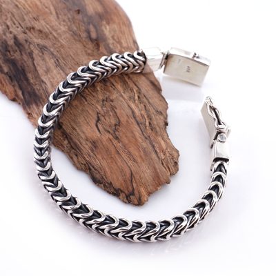 Gelang Pria Perak Asli 925 Motif Borobudur Sisik