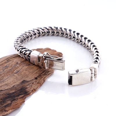 Gelang Pria Perak Asli 925 Motif Borobudur Sisik
