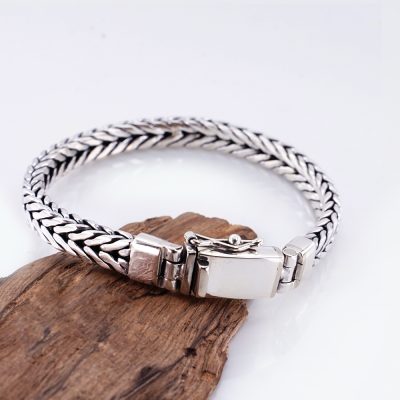 Gelang Pria Perak Asli 925 Maskulin Jalin Squared Valerio