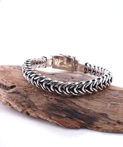 Gelang Pria Perak Asli 925 Motif Borobudur Sisik