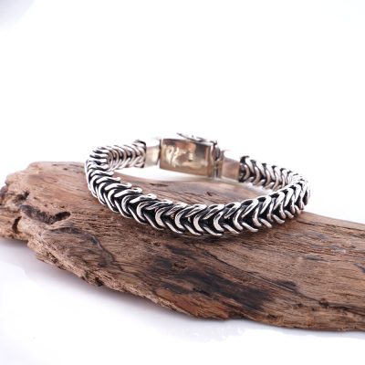 Gelang Pria Perak Asli 925 Motif Borobudur Sisik