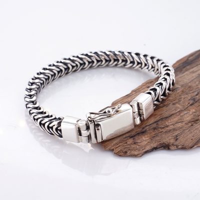Gelang Pria Perak Asli 925 Motif Borobudur Sisik