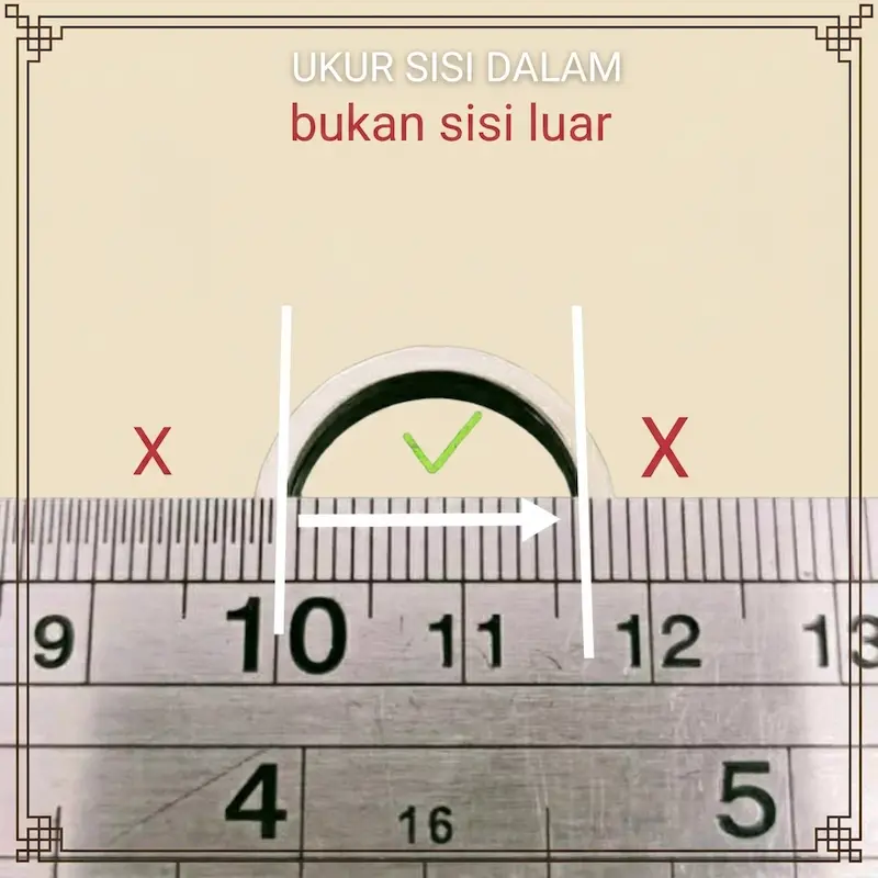 panduan ukur cincin dengan ukur diameter sisii dalam cincin