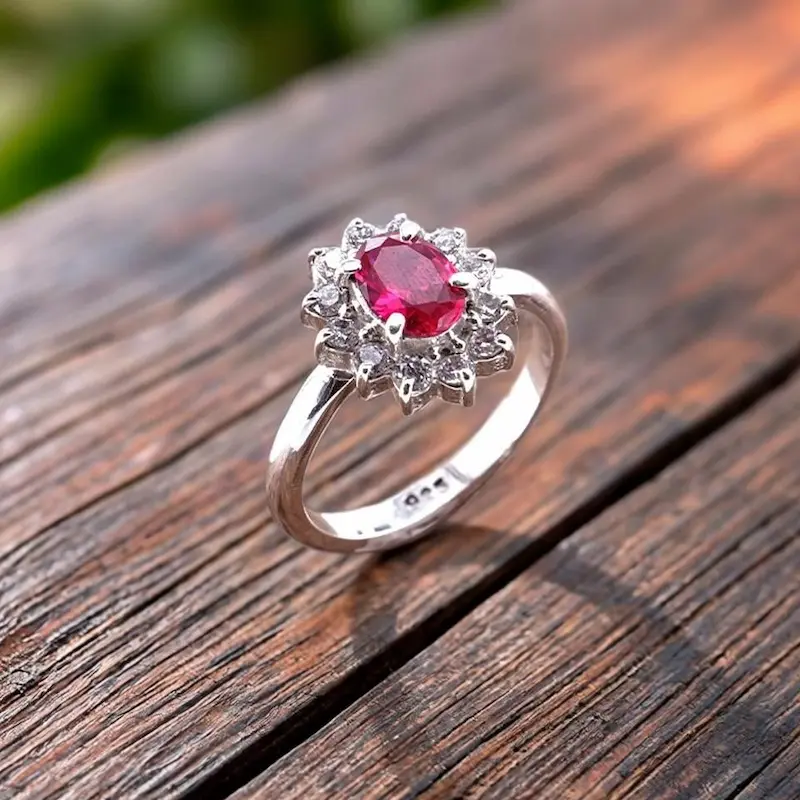 Cincin Wanita Perak Asli 925 Ruby Mirah Siam Bellamira