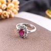 Cincin perak bakar 925 asli anti karat dengan batu permata ruby mirah siam bellamira