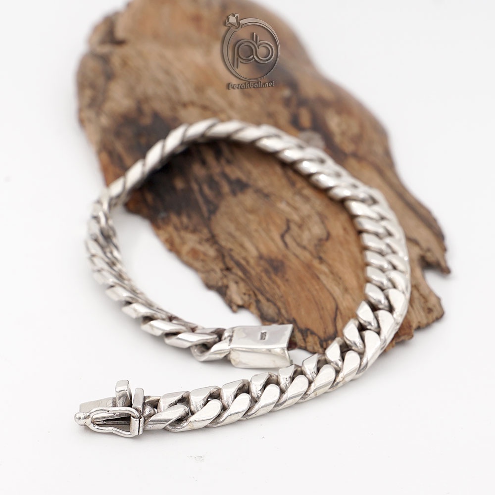 Rantai Harga Bangle Silver 925 Gelang Rantai Pria Perak Asli 925 Silver  Cuban Chain Link – Yulia