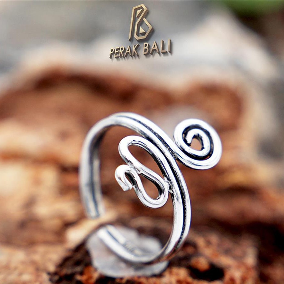 Cincin Kaki Wanta Perak 925 Asli Bali Silver Toering Coil combi Tali