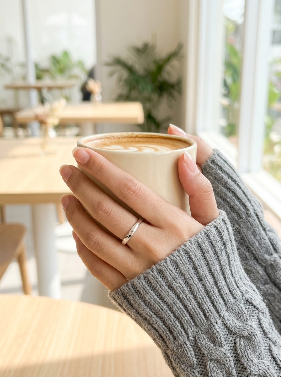 Cincin Simple Pria Wanita Perak 925 Asli Lingkar Polos Midi