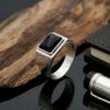 Cincin Pria Perak Bali Siver 925 Black Handmade Onyx Natural Signet Canero keren