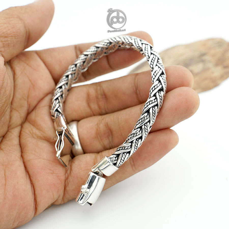 Gelang Perak Bali Pria Sterling Silver 925 Perak Padi Selap Tali Air Valencio
