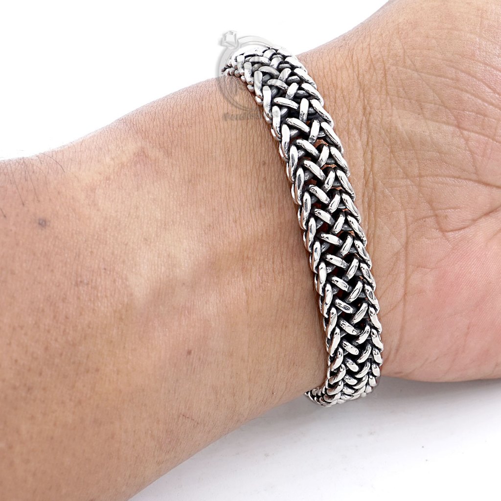 Gelang Pria Perak Bali Asli Silver 925 Jalin Thailand Wildorio