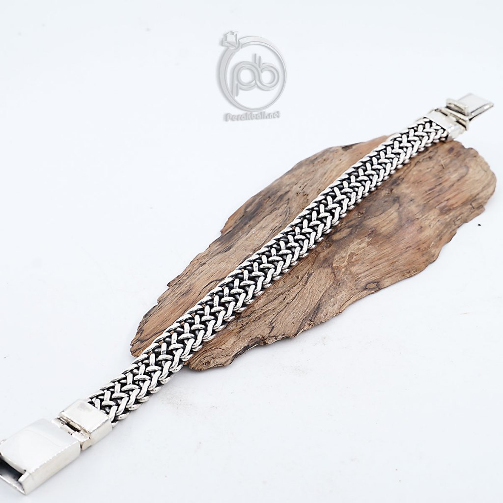 Gelang Pria Perak Bali Asli Silver 925 Jalin Thailand Wildorio