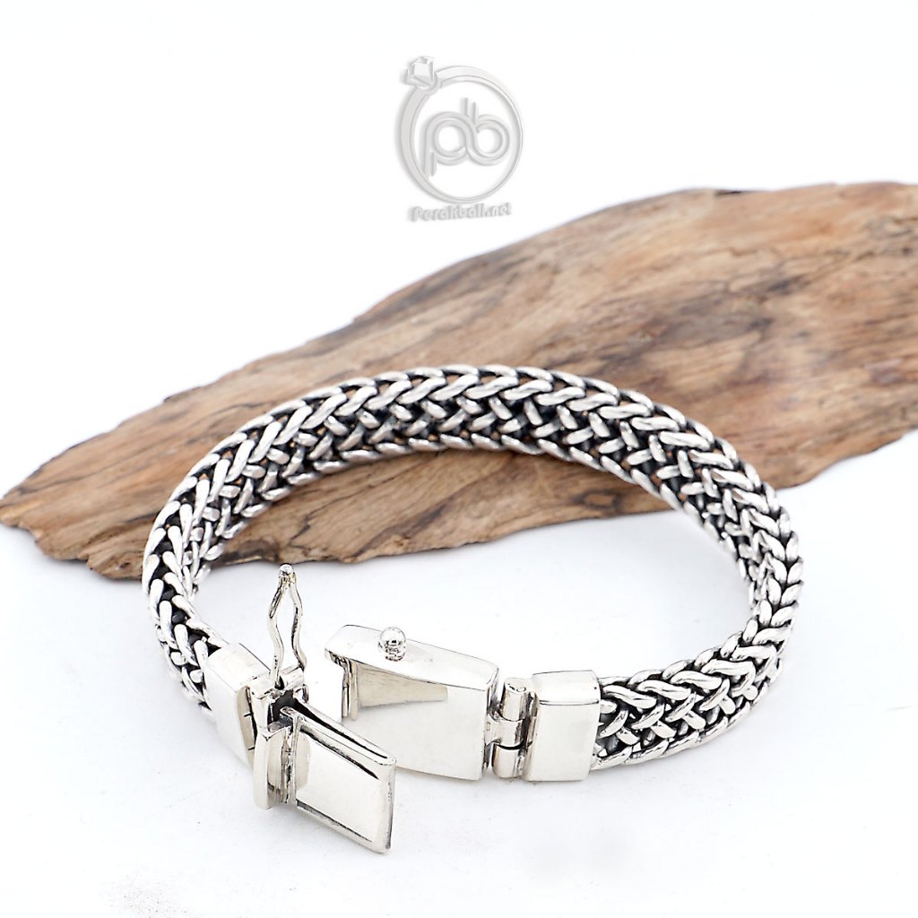 Gelang Pria Perak Bali Asli Silver 925 Jalin Thailand Wildorio