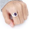 Cincin Perak Bali Kecubung Pria Signet Perak Asli 925 Natural Amethyst Mitorio