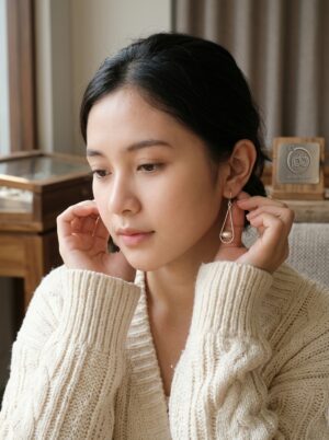 Anting Hook Mutiara Putih Wanita Perak 925 Perliora