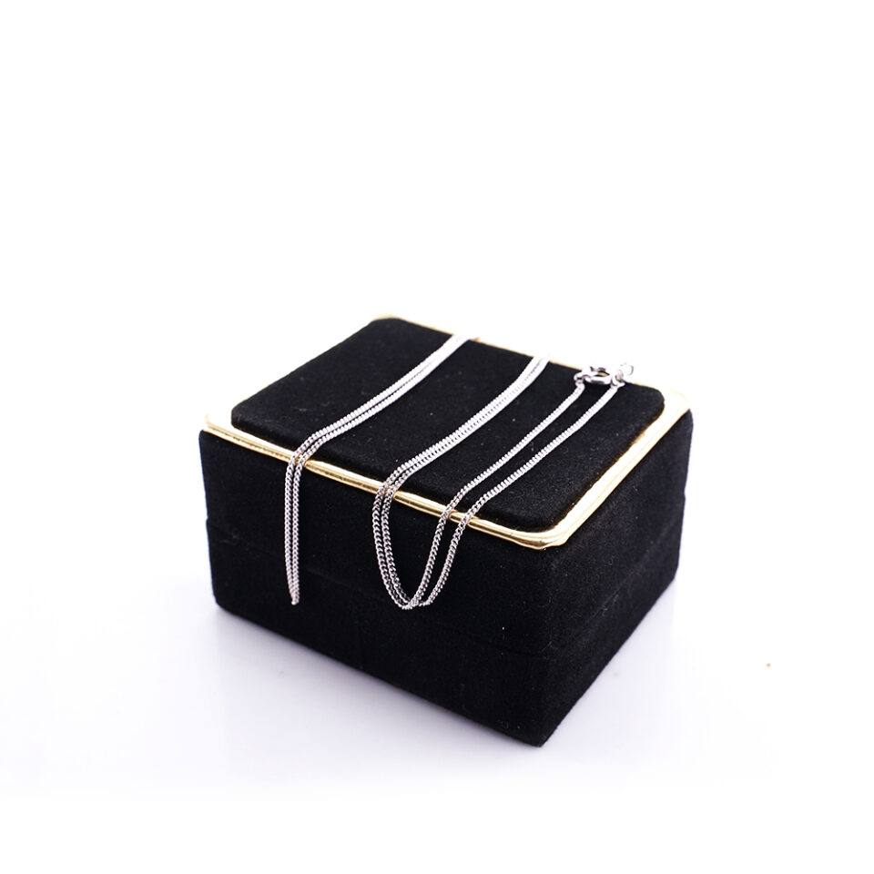 Kalung Lapis Rhodium Wanita Perak 925 Cuban Chain Mini