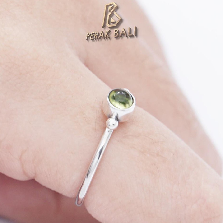 Cincin Perak Wanita Asli Silver 925 Natural Peridot Mini Jawan