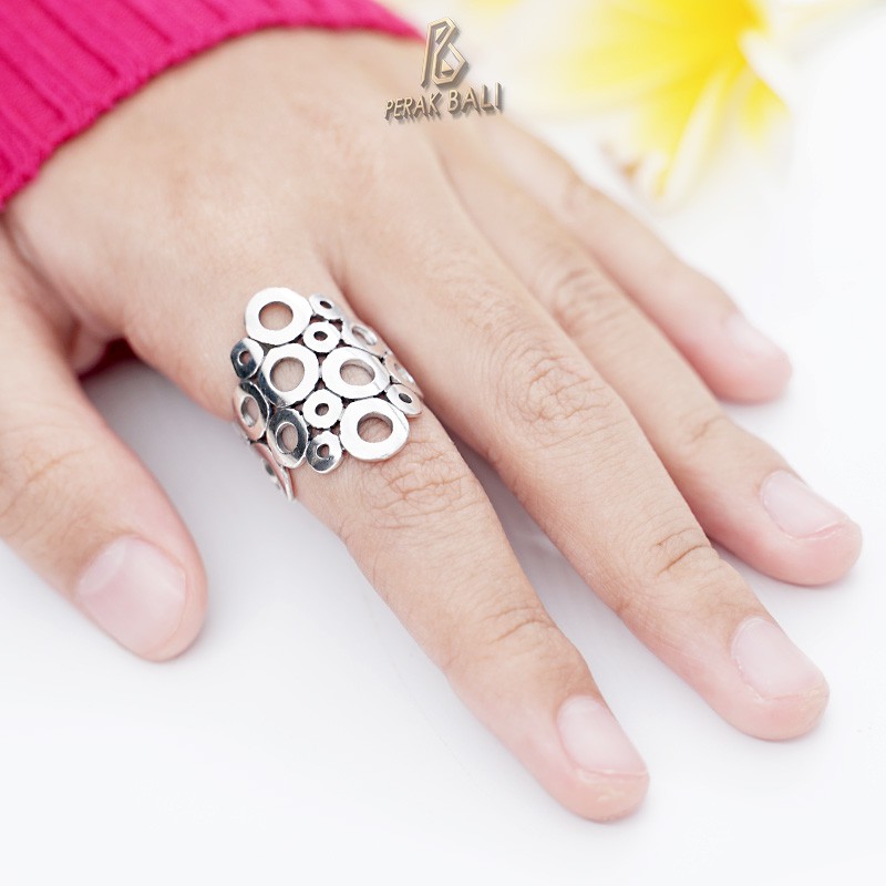 Cincin Perak Bali Silver Ring 925 Lebar Bolong Bolong