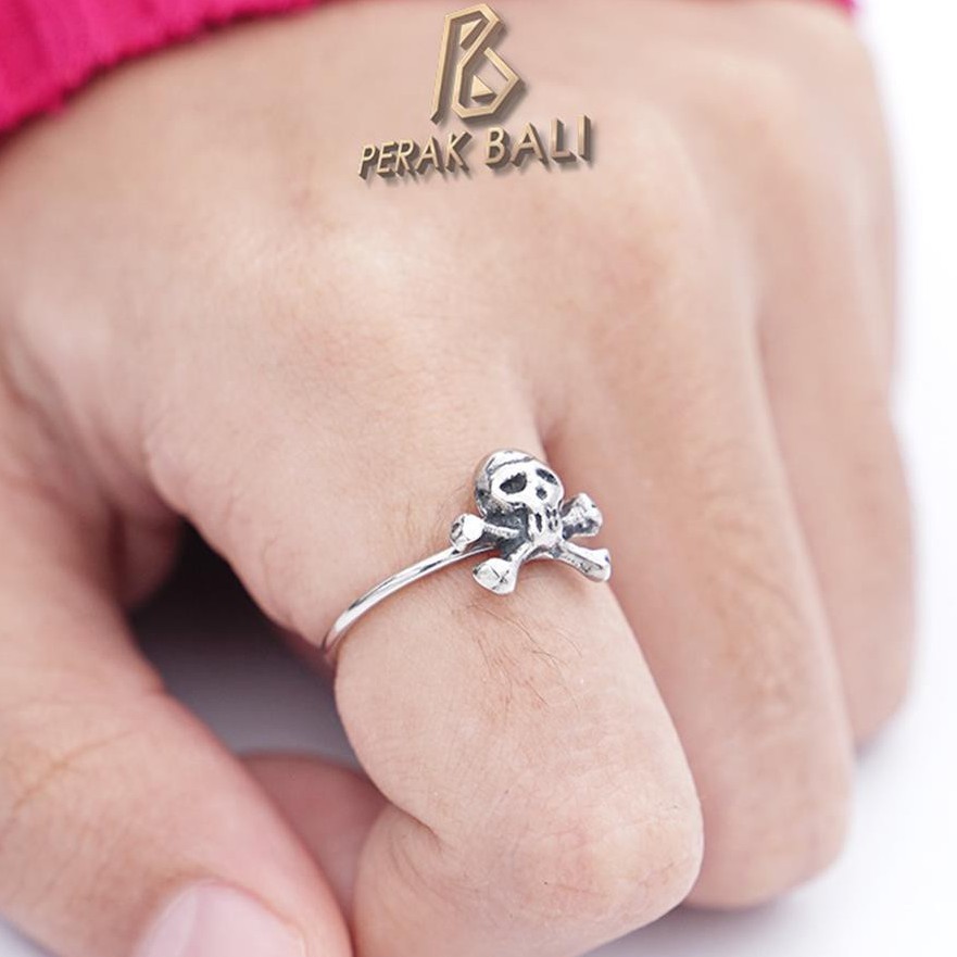 Cincin Wanita Perak Bali Silver Ring 925 Skull Tengkorak