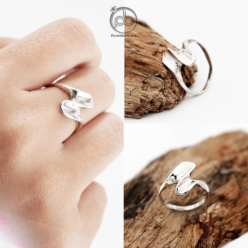 Cincin Wanita Perak Asli 925 Silver Motif Twin Twist