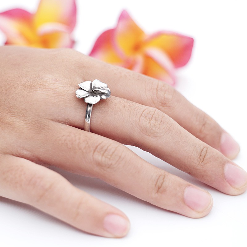Cincin Wanita Perak Bali Silver Ring 925 Jepun Tunggal Frangipani