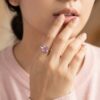 Cincin Simple Wanita Perak 925 Asli Pink Zirconia Zirapink depan bibir model cantik