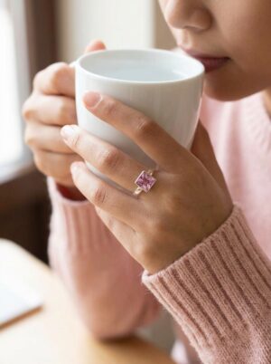 Cincin Simple Wanita Perak 925 Asli Pink Zirconia Zirapink 9