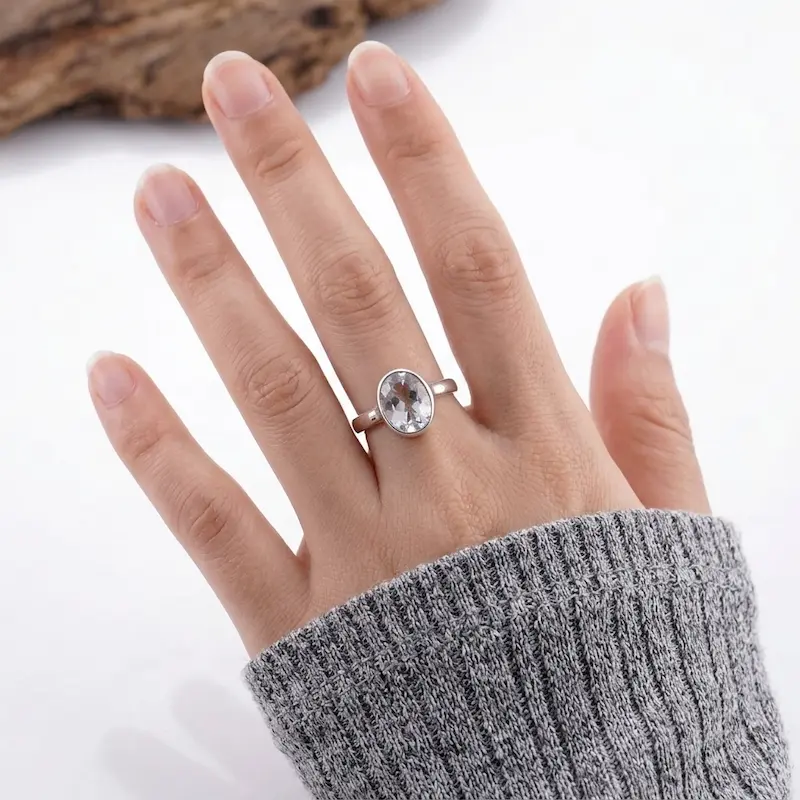 Cincin Topaz White Wanita Perak Asli 925 Pazwita