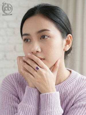 Cincin Wanita Perak Asli 925 Cincin Natural Amethyst Metiana 3