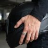 Cincin Pria Perak Asli Silver 925 Jalin Kombi Tiga Ruas pegang helm