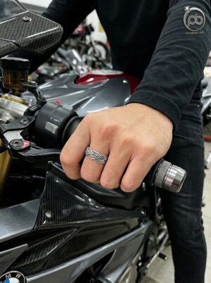 Cincin Pria Perak Asli Silver 925 Jalin Kombi Tiga Ruas 5