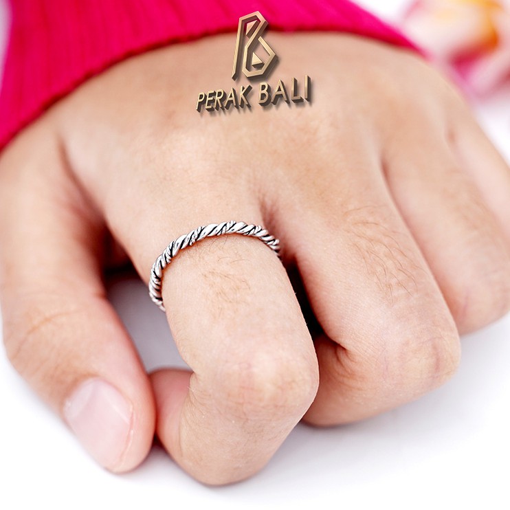 Cincin Wanita perak Asli 925 Simple Ring Plintir Medio