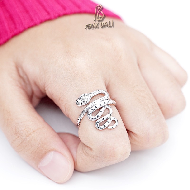 Cincin Wanita Perak Bali Silver Ring 925 Ular Cobra Snake